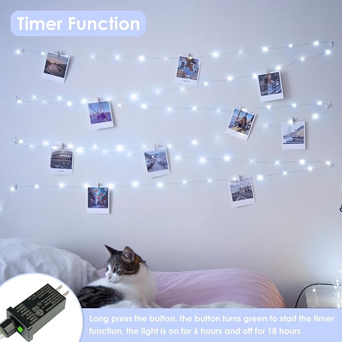66FT 200 LED Fairy Lights with Remote, Plug in Twinkle Light Outdoor Indoor | 8 Modes, Timer, Dimmable, Memory Function, Waterproof Cool White String Lights for Bedroom Garden Party Christmas Decor