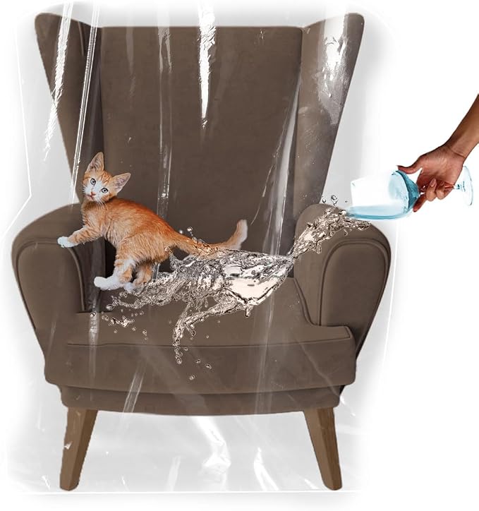 LAMINET Heavy Duty Clear Plastic Chair Covers Protectors for Recliner | Durable vinyl protector shield for armchair recliner against pet scratches, hair, dust, spills; simply wipe clean.