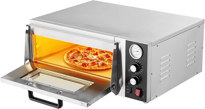VEVOR Electric Pizza Oven, 18-Inch Commercial Pizza Ovens, 752°F Max Temp, 1740W Large Pizza Oven Countertop with Temp & Time Control, Built in Thermometer Indoor Pizza Maker for Restaurant Home Use