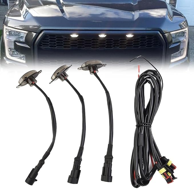 3X Smoked LED Grille Lights for Toyota RAV4 2019-2021 White for drl Marker Lamps Waterproof Play