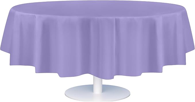 Grandipity 12 Pack Premium Disposable Plastic Tablecloth 84" Inch Decorative Round Table Cover - Lavender