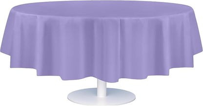 Grandipity 12 Pack Premium Disposable Plastic Tablecloth 84" Inch Decorative Round Table Cover - Lavender