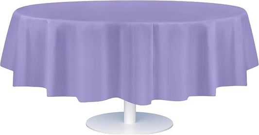 Grandipity 12 Pack Premium Disposable Plastic Tablecloth 84" Inch Decorative Round Table Cover - Lavender