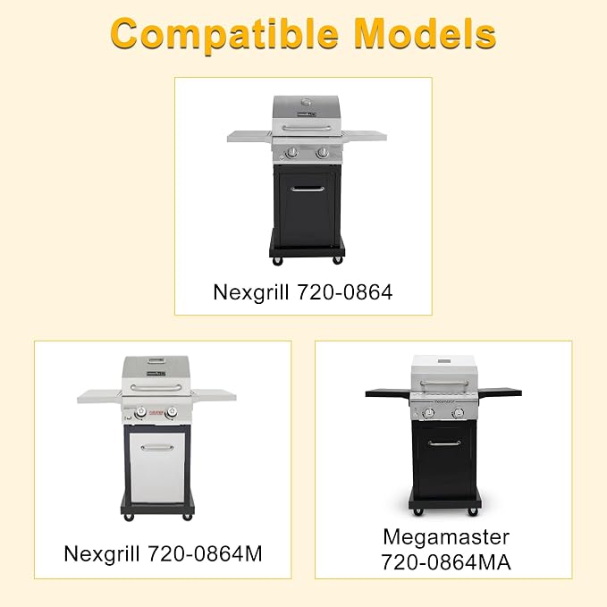 Grill Replacement Parts for Nexgrill 2 Burner 720-0864, 720-0864M, Cast Iron Grill Grates, Heat Plates, Burners and Igniters Kit for Nexgrill Parts 2 Burner