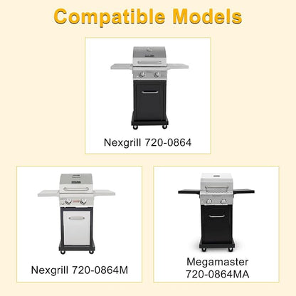 Grill Replacement Parts for Nexgrill 2 Burner 720-0864, 720-0864M, Cast Iron Grill Grates, Heat Plates, Burners and Igniters Kit for Nexgrill Parts 2 Burner