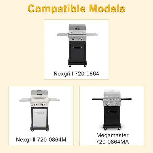 Grill Replacement Parts for Nexgrill 2 Burner 720-0864, 720-0864M, Cast Iron Grill Grates, Heat Plates, Burners and Igniters Kit for Nexgrill Parts 2 Burner