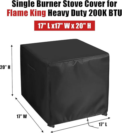 Outdoor Single Burner Stove Cover, Portable Waterproof Outdoor Cover for Camping Stove Countertop Burners Propane Gas Grill Cooker - 17”L x 17”W x 20”H