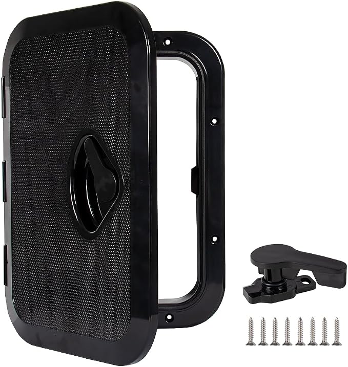 Marine Deck Access Hatch 10.63"×14.76" White/Black Rectangle Boat Hatch & Lid,Boat Deck Hatch Lids