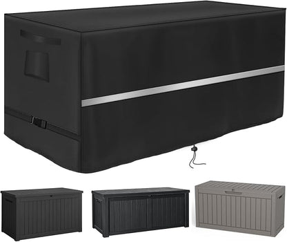 Deck Box Cover Heavy Duty Waterproof Deck Box with Handle, Outdoor Large Storage Box Cover Patio Rectangular Bench Covers (60 x 34 x 35 inch)