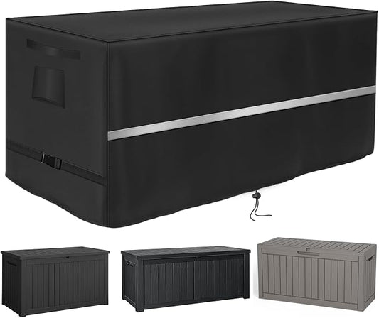 Deck Box Cover Heavy Duty Waterproof Deck Box with Handle, Outdoor Large Storage Box Cover Patio Rectangular Bench Covers (58 x 28 x 26 inch)