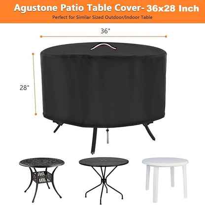 Patio Table Cover, 36 Inch Round Outdoor Table Cover, Waterproof Protective Covers Patio Furniture Covers-36x28Inch