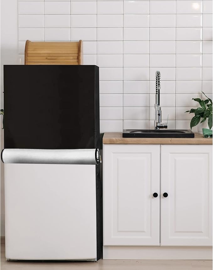 Outdoor Refrigerator Cover 36''W x 30''D x 72''H,Suitable for Upright Freezers/Beverage Refrigerator, 600D Oxford Washable, Reusable, Front can be opened, Black