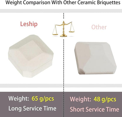 Leship Ceramic Briquettes Replacement for Lynx L27 L30 L36 L42 L54 and Other Gas Grills, Gas Grill Briquettes Replacement for Lava Rocks, 2 x 2 inches, 50-Piece