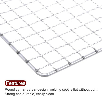 HARFINGTON Square BBQ Grill Net 26x60cm Electroplated Stainless Steel Barbecue Mesh Mat for Baking Smoking Charcoal Grilling Roasting