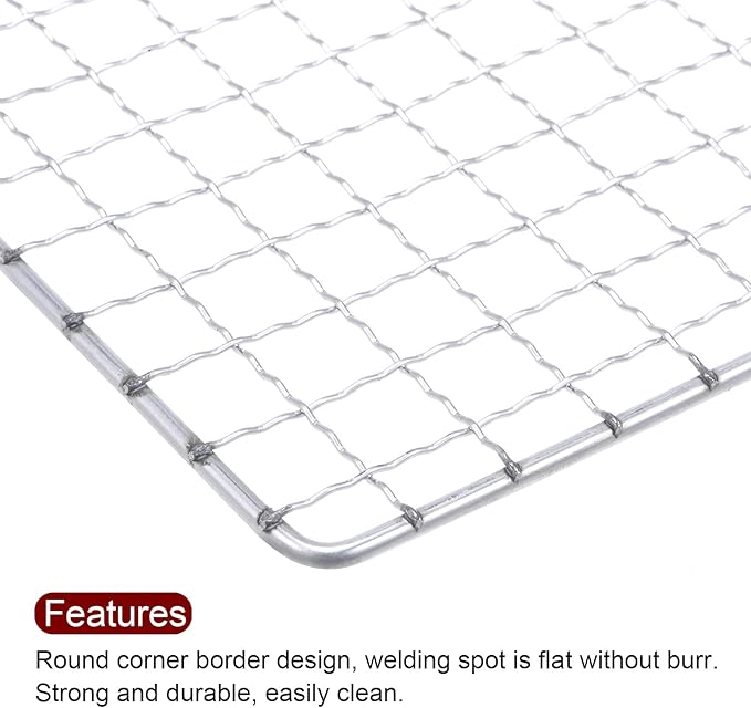 HARFINGTON Square BBQ Grill Net 19x60cm Electroplated Stainless Steel Barbecue Mesh Mat for Baking Smoking Charcoal Grilling Roasting
