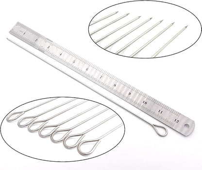 12 Inch Long Metal BBQ Kabob, Stainless Steel Skewers Shish Kebab Skewers 30 Pack (12Inch BBQ Skewers-30p)