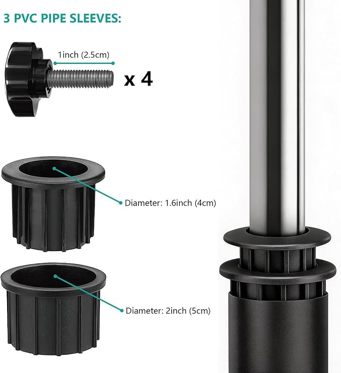 Stainless Steel Deck Umbrella Mount,Heavy Duty Patio Umbrella Holder for Deck Railing (Fit Max OD 2 Inch),Can Be Installed at Right Angles or Flat Surfaces,Black