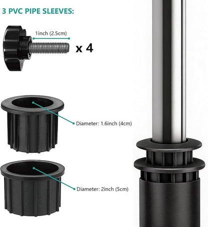 Stainless Steel Deck Umbrella Mount,Heavy Duty Patio Umbrella Holder for Deck Railing (Fit Max OD 2 Inch),Can Be Installed at Right Angles or Flat Surfaces,Black