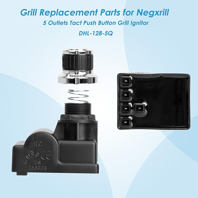 DHL-128-5Q Grill Igniters for Nexgrill Replacement Parts, 5 Outlet Tact Push Button Grill Igniter for Nexgrill Parts 720-0830X 720-0830HR 720-0958A for Nexgrill Igniter Replacement