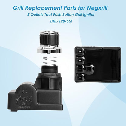 DHL-128-5Q Grill Igniters for Nexgrill Replacement Parts, 5 Outlet Tact Push Button Grill Igniter for Nexgrill Parts 720-0830X 720-0830HR 720-0958A for Nexgrill Igniter Replacement