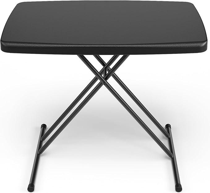 30in Folding Table, Portable Picnic Table with Adjustable Height, Foldable TV Tray Table & Laptop Desk for Small Spaces, Patio, Camping, BBQ, No Assembly Needed, Black