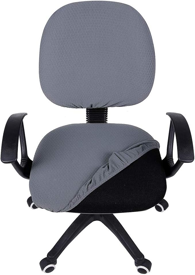 Smiry Office Computer Chair Covers for Desk Rotating Chair Protector | Stretch Jacquard Removable Washable Desk Chair Seat Cushion Protectors, Grey