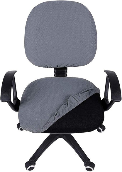 Smiry Office Computer Chair Covers for Desk Rotating Chair Protector | Stretch Jacquard Removable Washable Desk Chair Seat Cushion Protectors, Grey