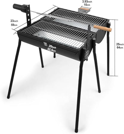 Double-sided Charcoal Grill with Thermometer, Portable Smoker Grill for BBQ Travel Camping and Beach