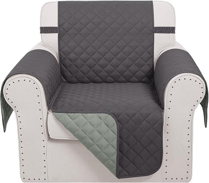 Reversible Recliner Chair Covers, 23" Chair, Dark Grey | Chair Covers for Living Room with Elastic Straps, Water Repellent, Chair Protectors Covers for Dogs