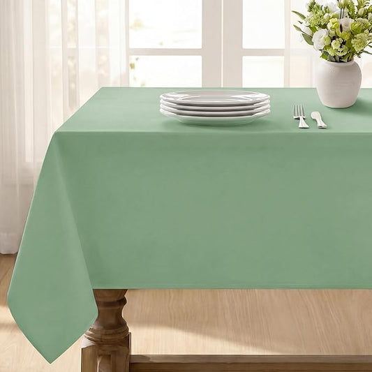 Softalker Rectangle Tablecloth, Waterproof Table Cloths Wrinkle Free Fabric Washable Polyester Table Cover for Dining Tables Party Outdoor Camping Parties Buffet - 52 x 70 inch, Sage Green