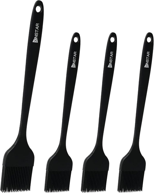 4 Pack Silicone Basting Pastry Brushes; Heat Resistant Pastry Brush ;Enhance Your Grill and Baking Skills with Our Heavy-Duty Steel Core Brush - Ideal for Cooking Enthusiasts and Pros Alike