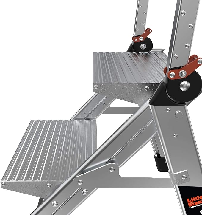 Little Giant Ladders, Jumbo Step, 2-Step, 2 foot, Step Stool, Aluminum, Type 1AA, 375 lbs weight rating, (11902), Silver