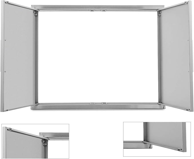 Outdoor Kitchen Doors Stainless Steel,31" W by 24" H Double Access Door,Flush Mount for Outdoor Kitchen and BBQ Island