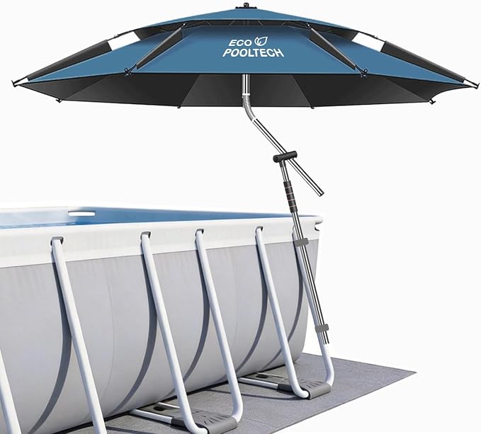 ECOPOOLTECH 7' Above Ground Pool Umbrellas, Outdoor Pool Sunshade for Oval or Rectangular Swimming Pools, Multi-functional Patio Umbrella for Garden/Pool Deck/Backyard, Must have Pool Accessories