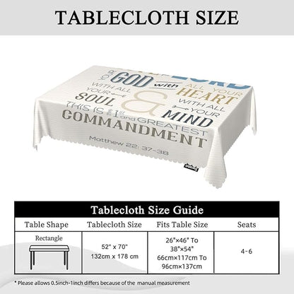 Swono Love God 52"X70" Oblong Table Cloth Christian Verse Bible Quote Zigzag Wrinkle Free Table Cover Farmhouse Tablecloth for Home Restaurant Picnic Indoor Outdoor Dining