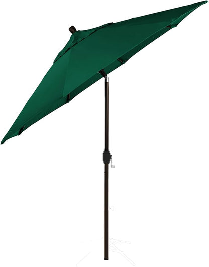 California Umbrella 12-Year-Non-Fading, 9Ft Premium Sunbrella Patio Umbrella, Hand-Crank, Button-Tilt, Bronze Frame, Forest Green Fabric