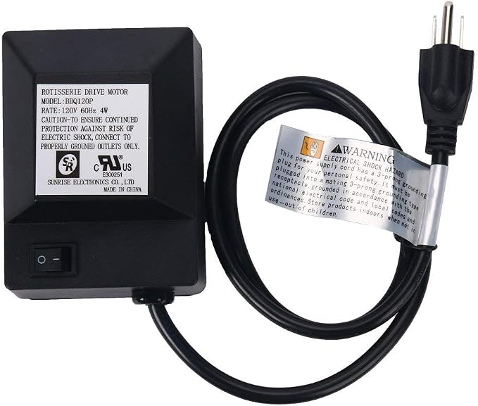 Homend Universal Grill Electric Replacement Rotisserie Motor 120 volt 4 Watt On/Off Switch, Black (Black)