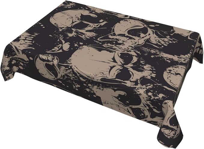 Rectangle Table Cloth,Grunge Seamless Pattern Skulls Tablecloths Stain Resistance Water Repellent Washable Table Cover Decor for Home Kitchen Dining Party Patio Indoor and Outdoor 60"x 84"