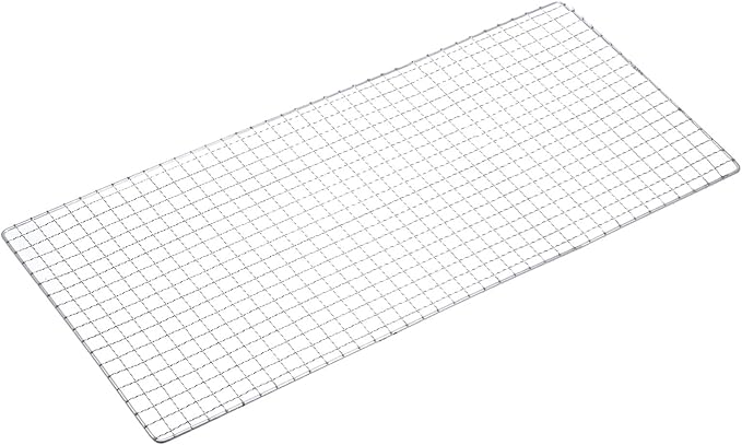 HARFINGTON Square BBQ Grill Net 26x60cm Electroplated Stainless Steel Barbecue Mesh Mat for Baking Smoking Charcoal Grilling Roasting