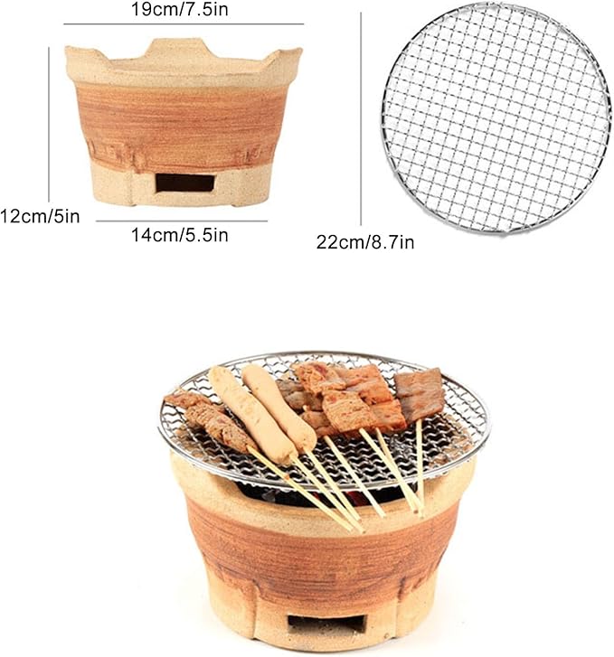 Portable Clay Charcoal Stove for Outdoor Cooking, Camping BBQ Grill, Traditional Picnic Grill, Essential Outdoor Cooking Gear for Adventures and Gatherings Brown Small