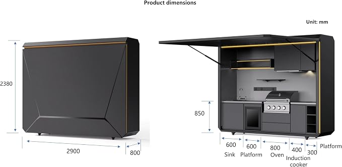 Outdoor Kitchen Island Set, 304 Stainless Steel BBQ Grill Station with Refrigerator, Sink, Side Burner, Bar Counter & Pergola, Modular Outdoor Kitchen Pod for Backyard Patio Entertainment