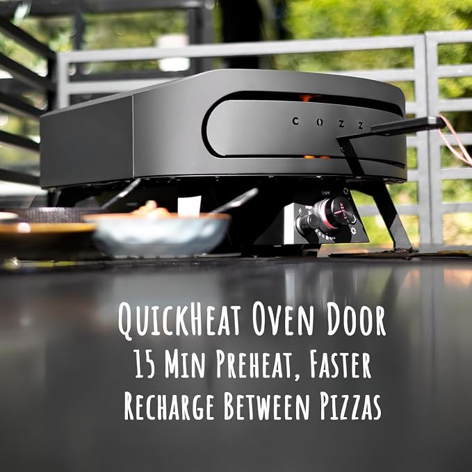 Cozze 17" Gas Pizza Oven with Rotating Pizza Stone for Easy Restaurant-Style Pizza at Home – Triple Burner, Built-In Thermometer, Fast 15-Min Preheat, Portable Outdoor Pizza Oven | Built-In Thermometer | Fast 15-Min Preheat | Restaurant-Style Pizza | P...