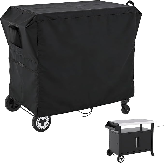 Outdoor Dining Grill Cart Cover - 25" D x 42" W x 33" H | 500D Grill Cart Cover for Grills House grill Cart, Heavy Duty Waterproof BBQ Food Prep Table Covers, Black
