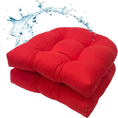 MTMR 2Pcs Outdoor Chair Cushions, Patio Furniture Seat Pads, Waterproof | 2Pcs , waterproof cover, PP cotton, u-shaped, no-fading, thick patio seat pads for outdoor wicker furniture in yard, 19x19x4