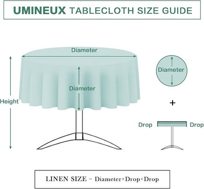 UMINEUX 60" Outdoor Round Tablecloth with Umbrella Hole and Zipper | Spring/Summer Waterproof Round Patio Table Cover for Picnic/BBQ/Garden, Bamboo Leaf