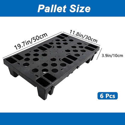 Plastic Pallets, Lightweight Moisture-Proof Floor Pallet, Interlocking with Breathable Grids Storage Pad, Applicable to Indoor and Outdoor, Garages, Kitchen, Basement (6 Pcs 11.8 * 19.7 * 3.9)
