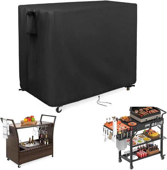 Outdoor Bar Cart Cover for TomCare Grill Table/ Serving Wicker Bar Table | 44x19x36,Waterproof Dustproof Heavy Duty Oxford Fabric,for Best Choice Product Patio Wicker Bar Cart,for TomCare Grill Table