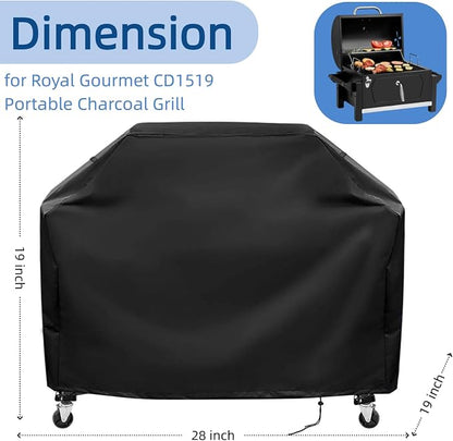 28 in Mini Gas Grill Cover for Royal Gourmet CD1519 Portable Charcoal Gril | 28x19x19,Waterproof Dustproof Heavy Duty Oxford Fabric
