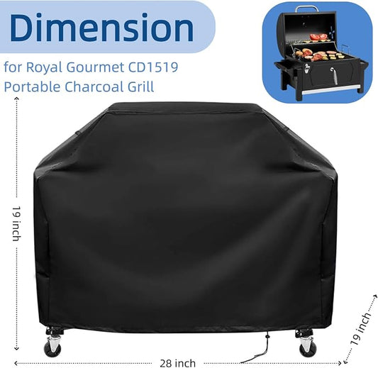 28 in Mini Gas Grill Cover for Royal Gourmet CD1519 Portable Charcoal Gril | 28x19x19,Waterproof Dustproof Heavy Duty Oxford Fabric