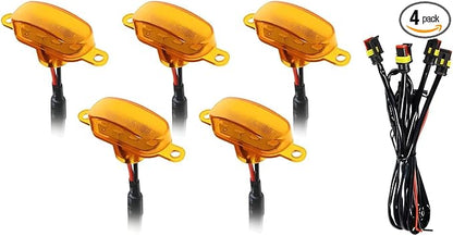 4 PCS Car LED Grille Lights, Bright Vehicle Front Grille Lamp Decorative Light with Wiring Harness, Waterproof LED Grill Lamps Trim Lights for 2017-2019 F150 Raptor (Yellow, 5 Lights)